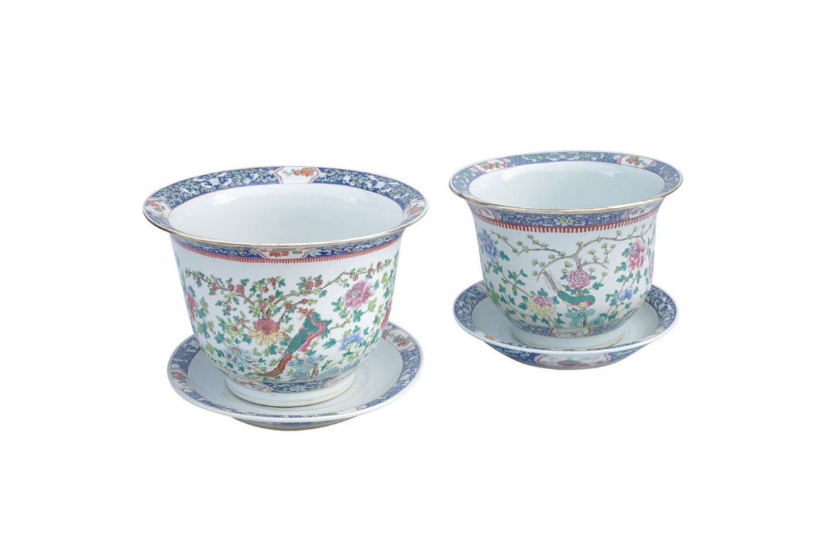 Paire De Cache Pots En Porcelaine De Canton 1900 - LS2704801