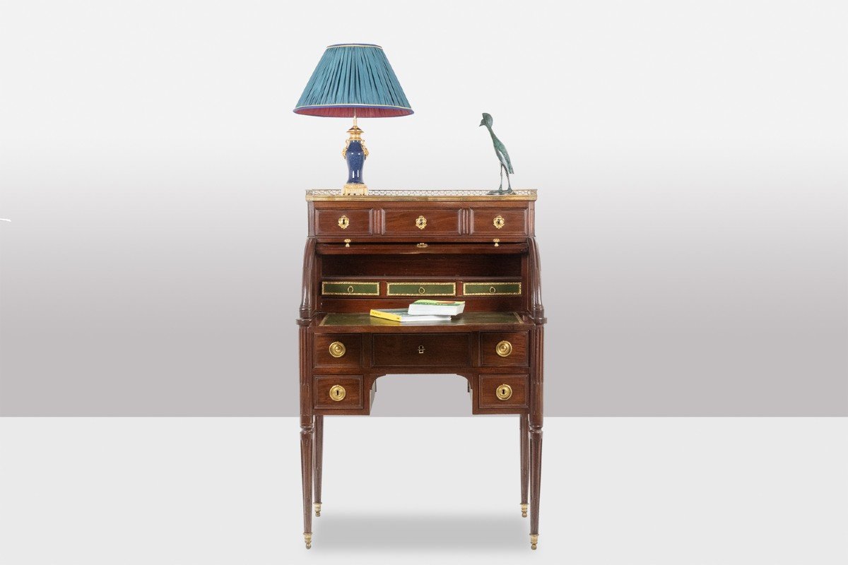 Desk – Or Secretary, Cylinder, Mahogany. Late 18th Century Period.-photo-6