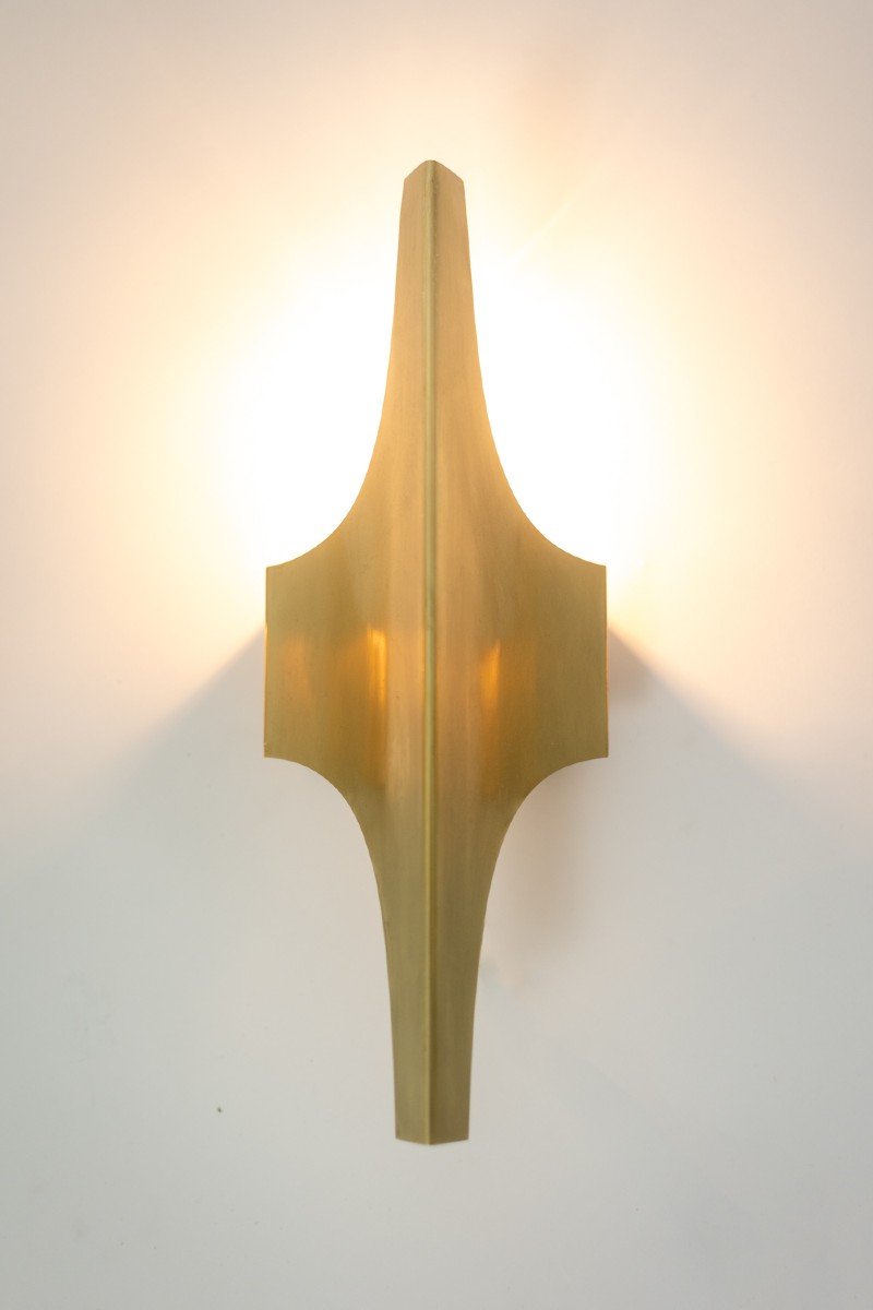 Doria Leuchten. Series Of 4 Sconces In Golden Brass. 1970s.-photo-4