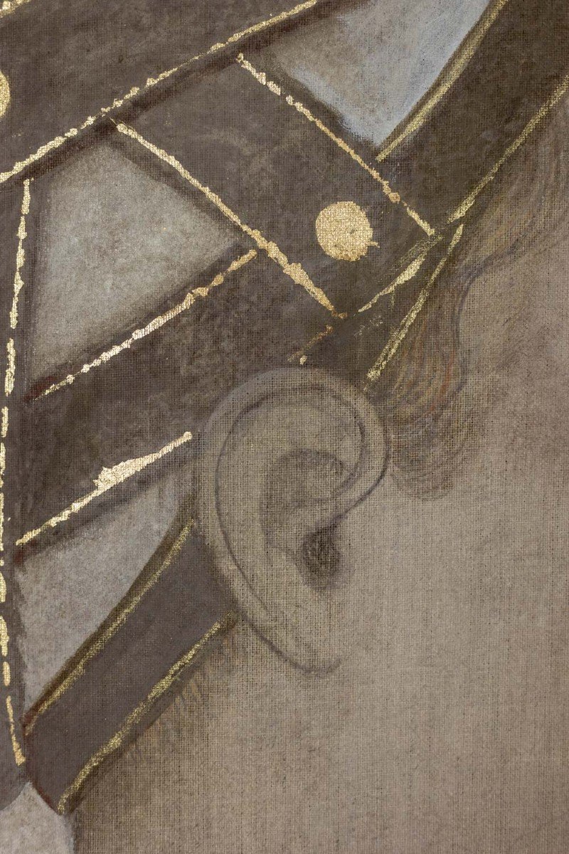 Renaissance Style Painted Canvas. Contemporary Work.-photo-3