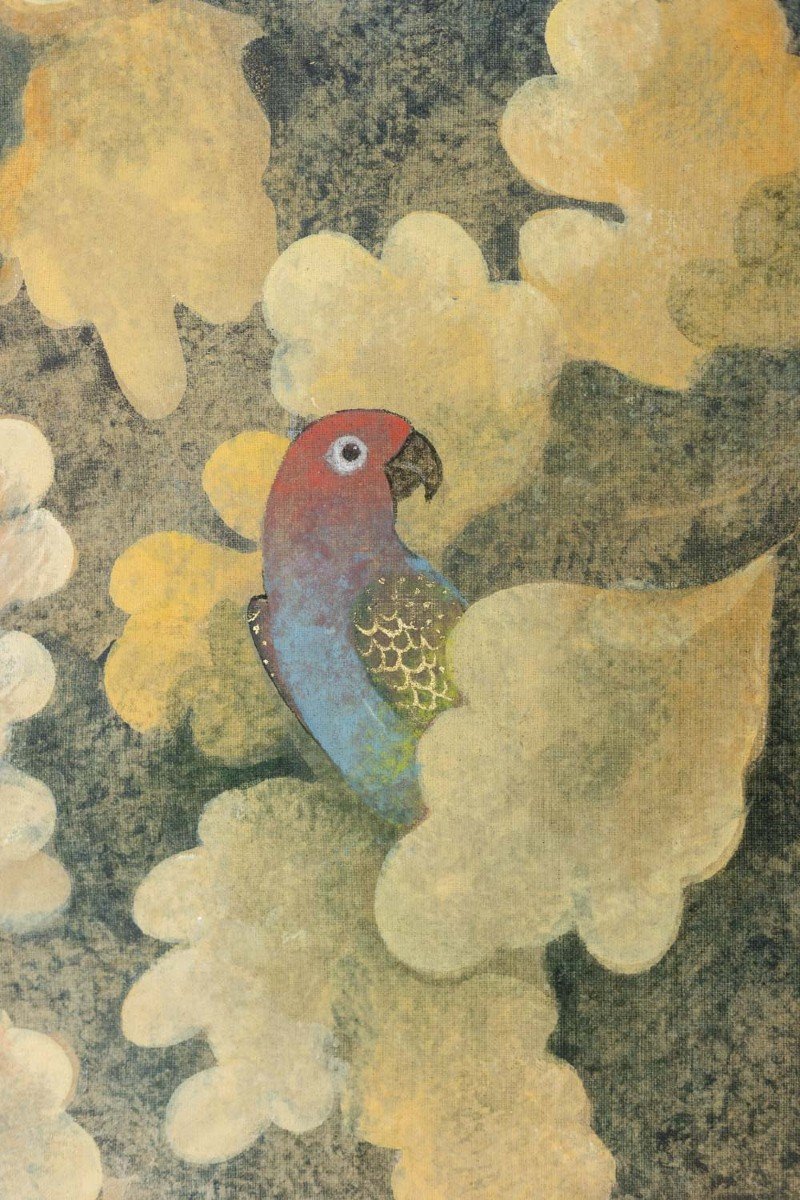 Painted Canvas Representing Birds. Contemporary Work.-photo-3