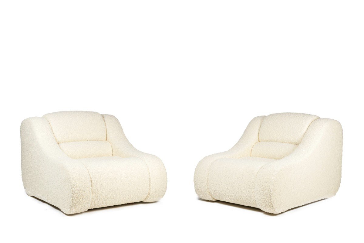 Pair Of Armchairs With Fine Curls. Contemporary Work.