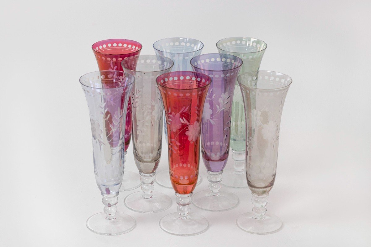 Set Of Bohemian Crystal Style Glasses, Contemporary Work-photo-4