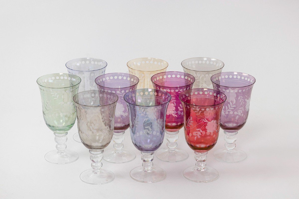 Set Of Bohemian Crystal Style Glasses, Contemporary Work-photo-6