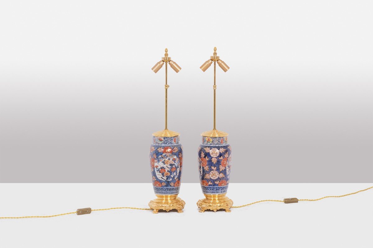 Pair Of Imari Porcelain And Gilded Bronze Lamps. Circa 1880.-photo-1