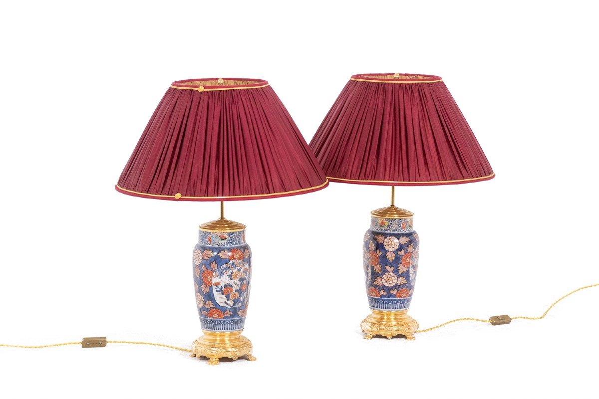 Pair Of Imari Porcelain And Gilded Bronze Lamps. Circa 1880.