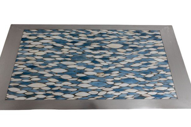 Dining Room Table In Polished Metal And Ceramic. 1970s.-photo-6