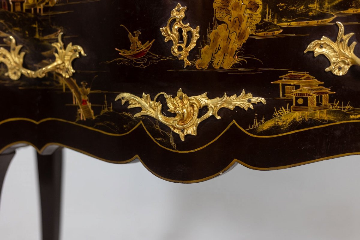 Pair Of Louis XV Style Commodes In Lacquer And Bronze. 1950s. Ls45583308c-photo-5
