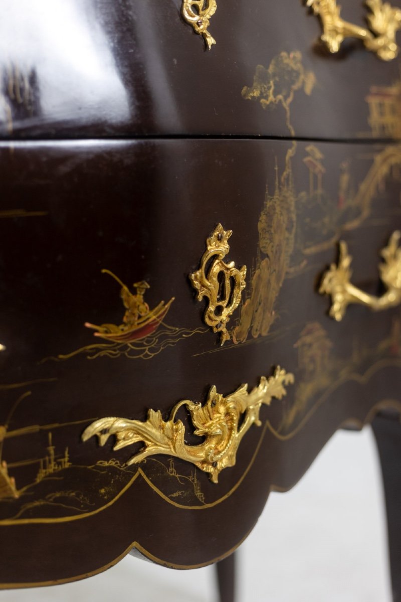 Pair Of Louis XV Style Commodes In Lacquer And Bronze. 1950s. Ls45583308c-photo-7