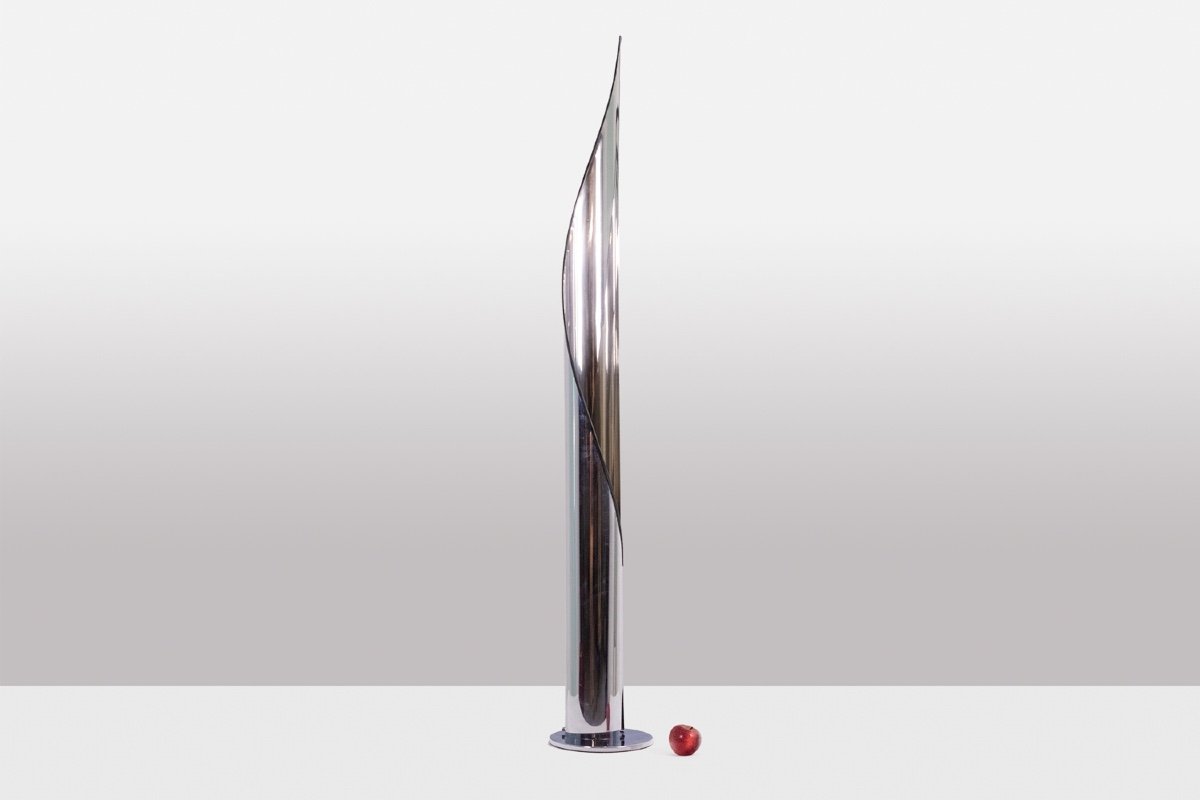 Stilnovo. Polished Stainless Steel Floor Lamp. 1970s. Ls5913589a-photo-2