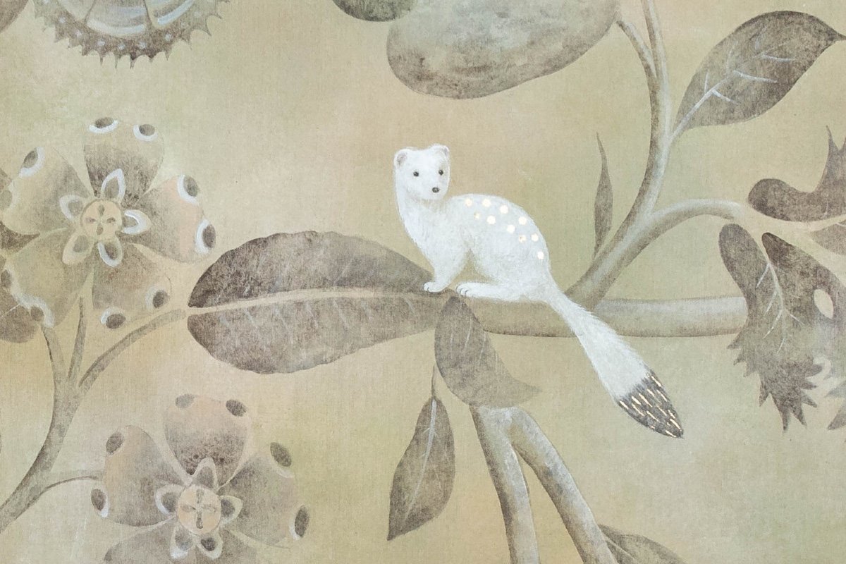 Painted Canvas Representing Ermines. Contemporary Work. Ls50251088f-photo-3