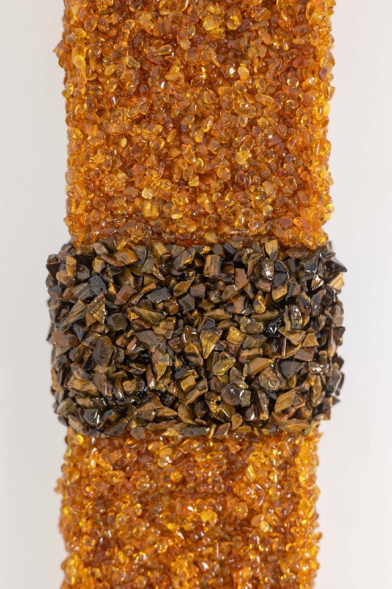 Paire D’appliques « Honey » En Ambre Et Oeil Du Tigre. Contemporain. Ls60042086g-photo-4