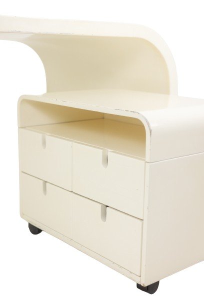 Desk And Its Cardboard Box In White Lacquered Plywood. 1970s. Ls56601111a-photo-3