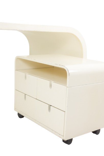 Desk And Its Cardboard Box In White Lacquered Plywood. 1970s. Ls56601111a-photo-4