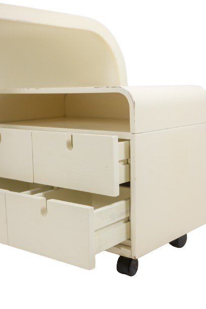 Desk And Its Cardboard Box In White Lacquered Plywood. 1970s. Ls56601111a-photo-5