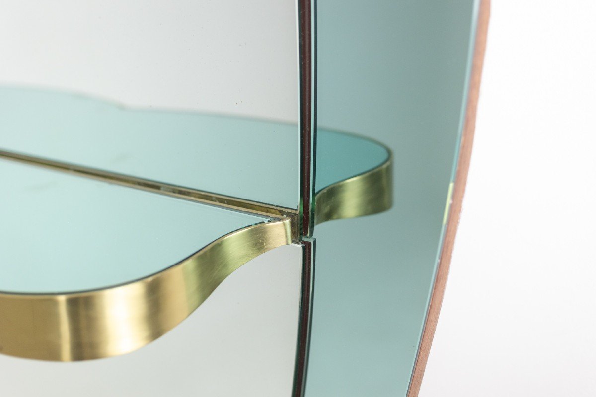 Miroir-console En Verre Bicolore Et Laiton Doré. Circa 1950. Ls60431154j-photo-4