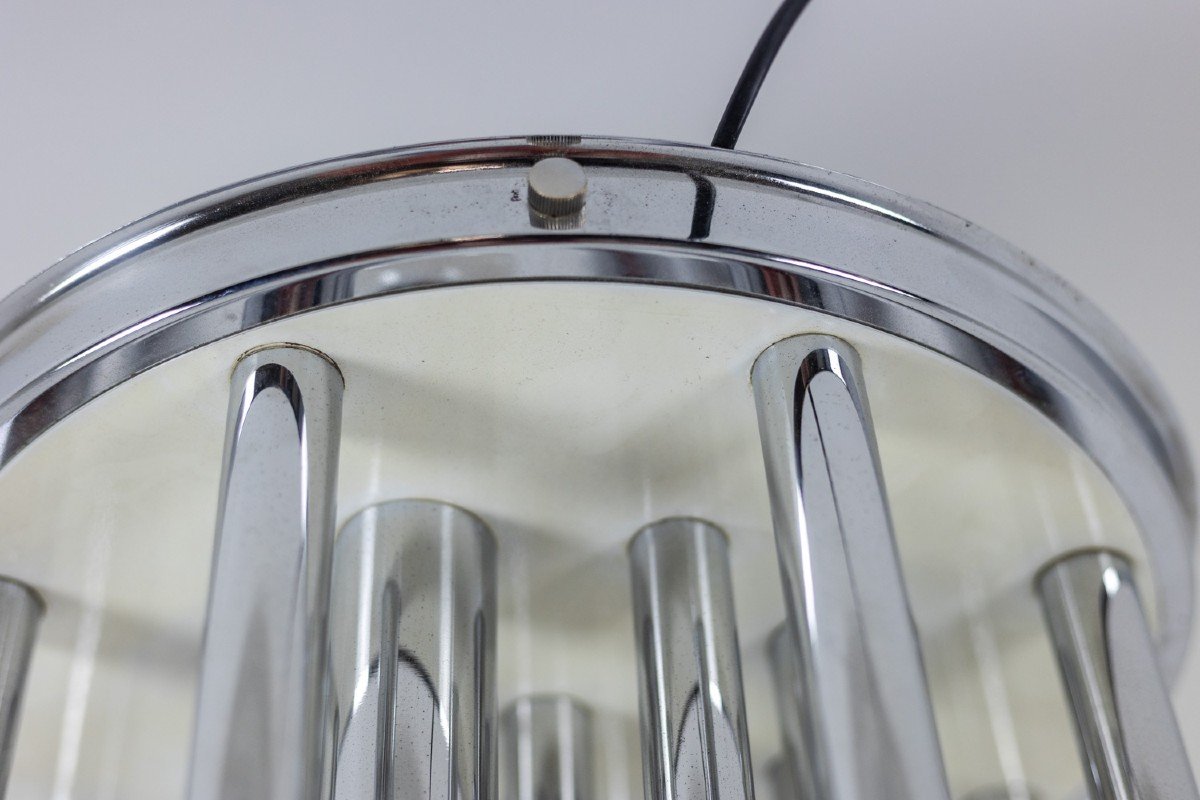 Chandelier In Murano Glass And Chrome Metal. 1970s. Ls6044689i-photo-3