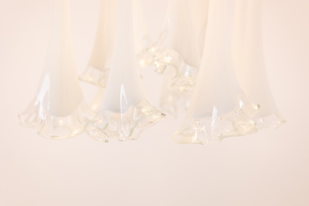 Chandelier In Murano Glass And Chrome Metal. 1970s. Ls6044689i-photo-6