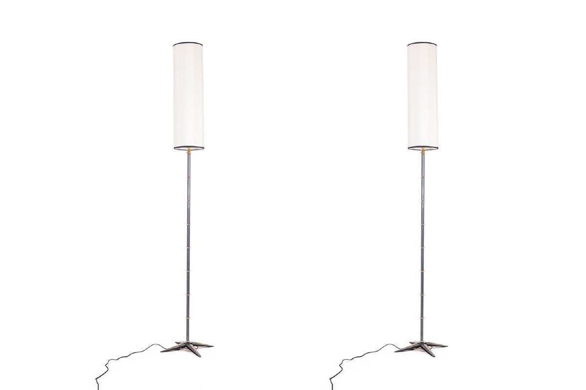 Jacques Adnet. Pair Of Bronze Floor Lamps. 1950s. Ls60961608i