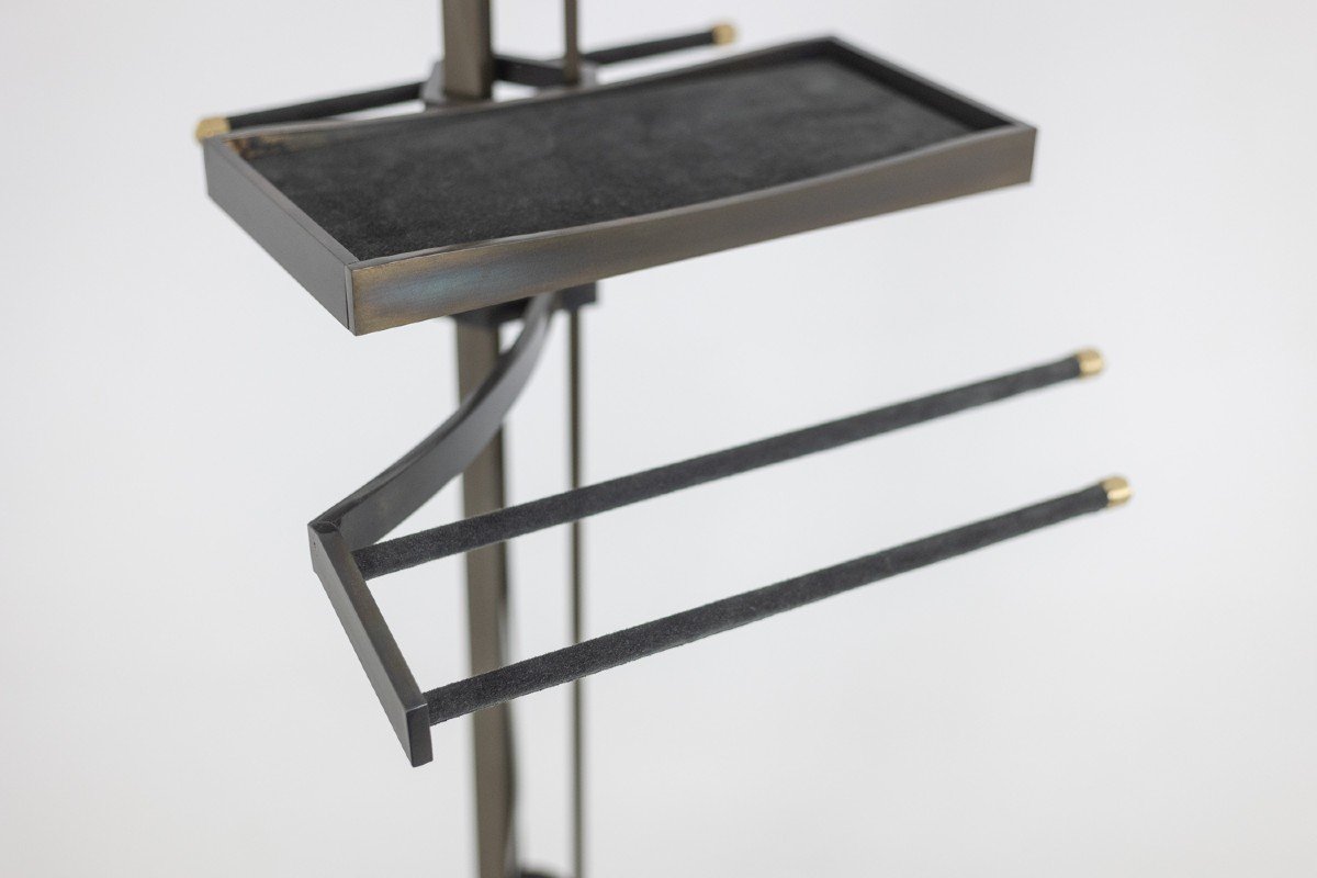 Valet In Brass, Steel And Leather. Contemporary Work. Ls5955-photo-4