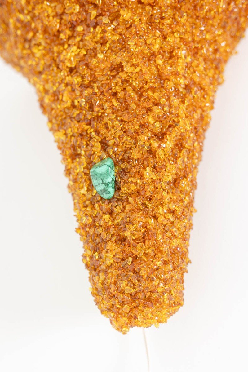 Pair Of Amber And Malachite Sconces. Contemporary Work. Ls60052086g-photo-5