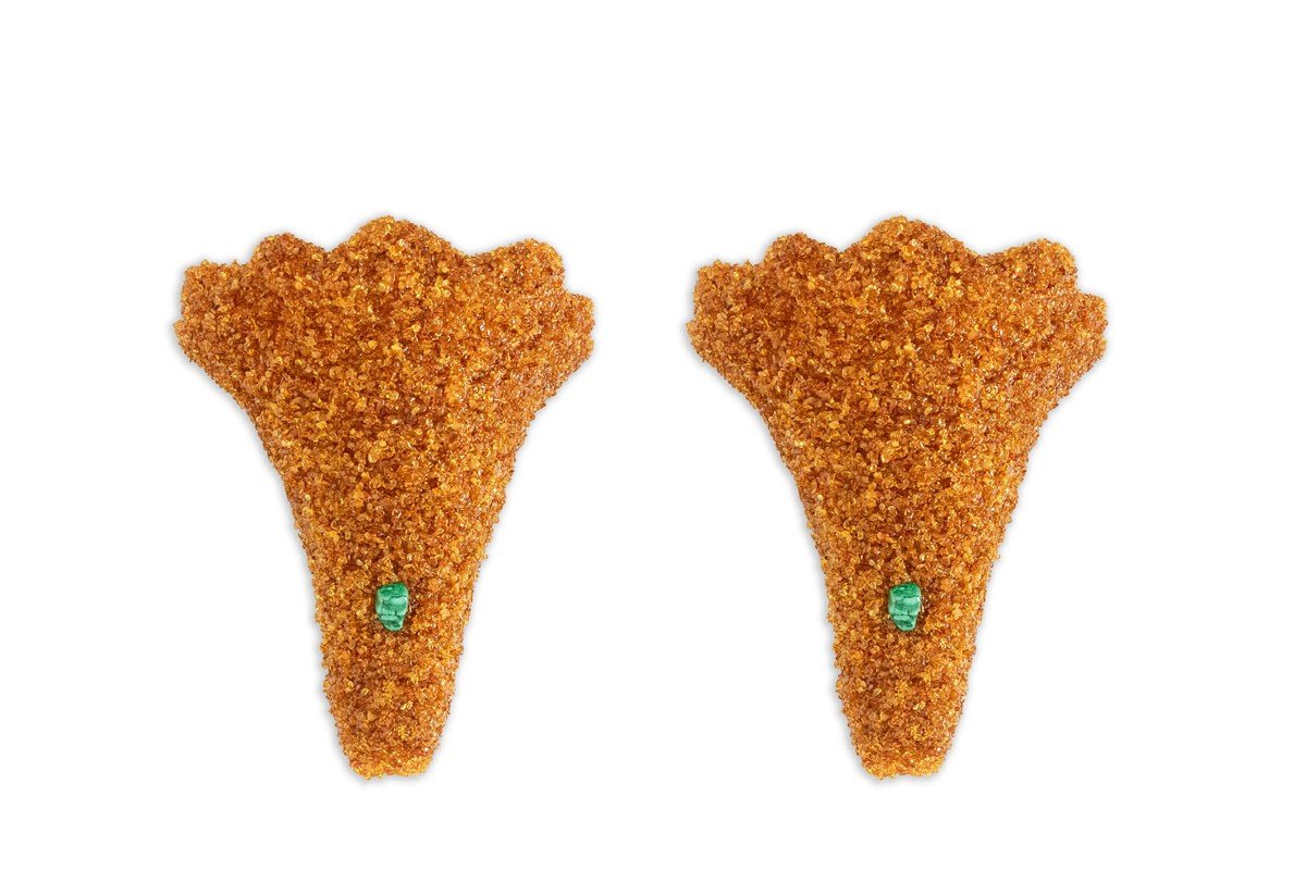 Pair Of Amber And Malachite Sconces. Contemporary Work. Ls60052086g
