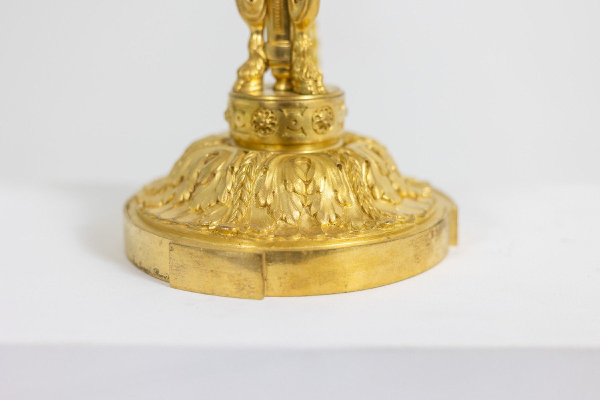Eugène Bazart Paris. Lamp “bouillotte” In Gilt Bronze. Circa 1880. Ls60331509g-photo-1