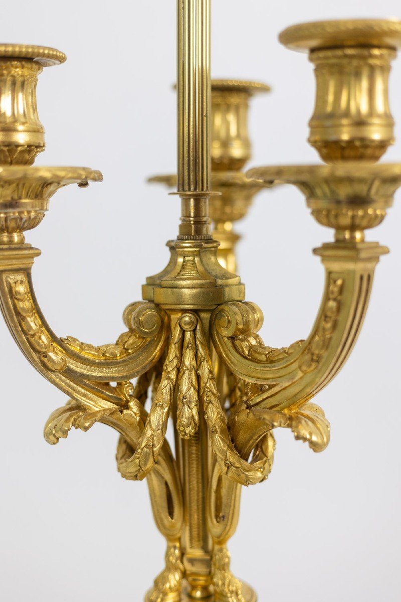 Eugène Bazart Paris. Lamp “bouillotte” In Gilt Bronze. Circa 1880. Ls60331509g-photo-3