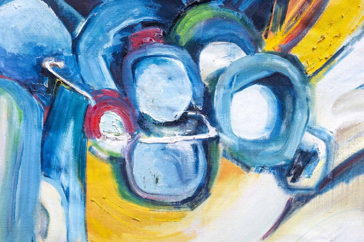 André Klumb For Maison Jansen. Oil On Canvas. 1970s. Ls61631153t-photo-3