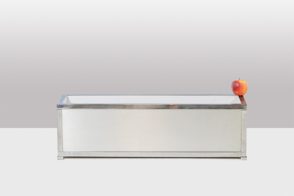 Maison Jansen. Jardinière En Aluminium Brossé Et Métal. Années 1970. Ls6167609u-photo-2