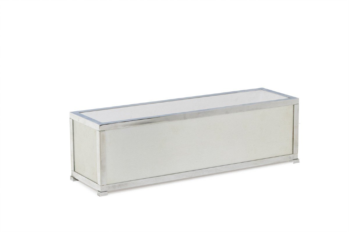 Maison Jansen. Jardinière En Aluminium Brossé Et Métal. Années 1970. Ls6167609u