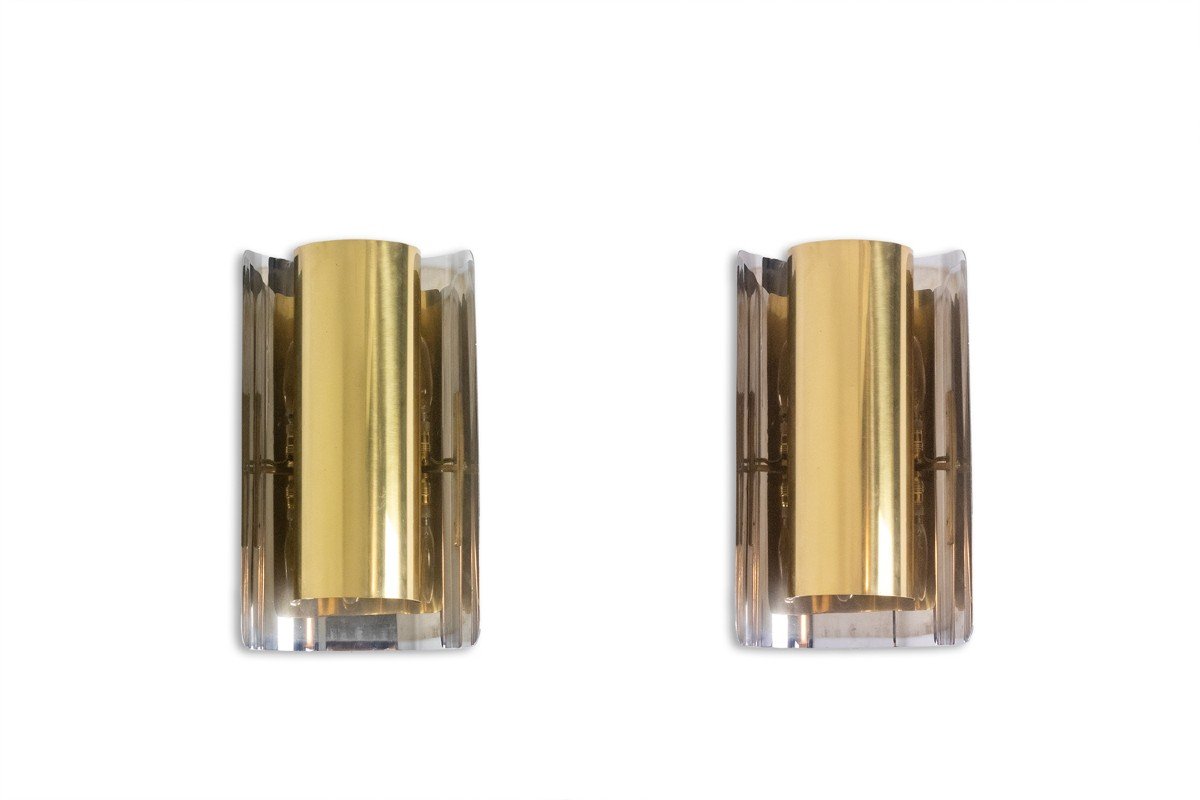 Maison Jansen. Pair Of Geometric Shaped Wall Lights. 1970s. Ls6171798a