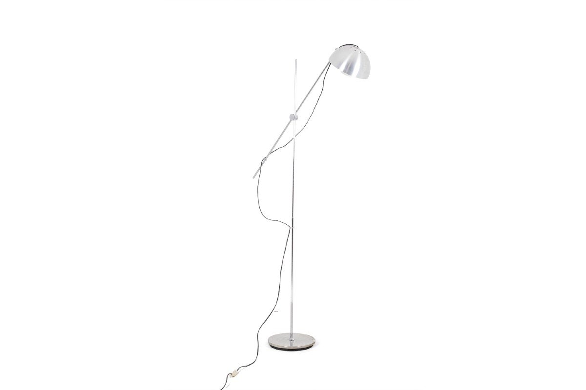 Maison Jansen. Polished And Brushed Metal Floor Lamp. 1970s. Ls6178189a