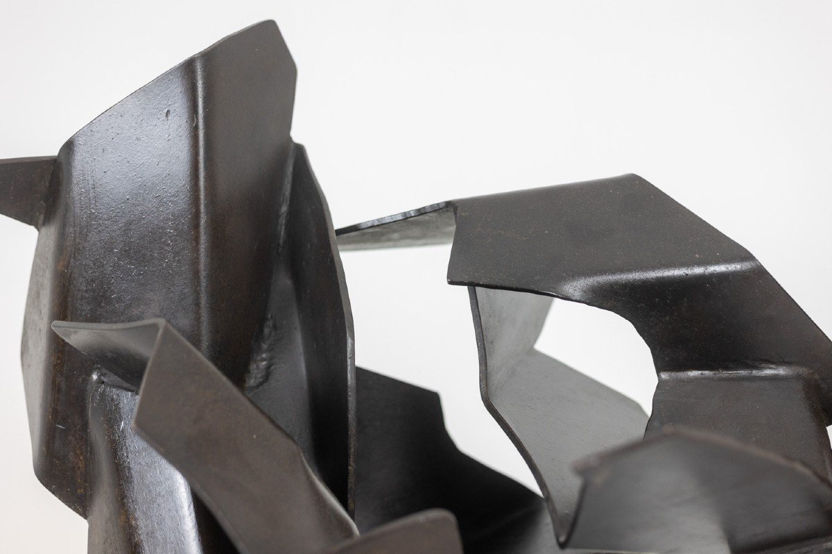 Jean Campa. Patinated And Cut Iron Sculpture. 1980s.-photo-4