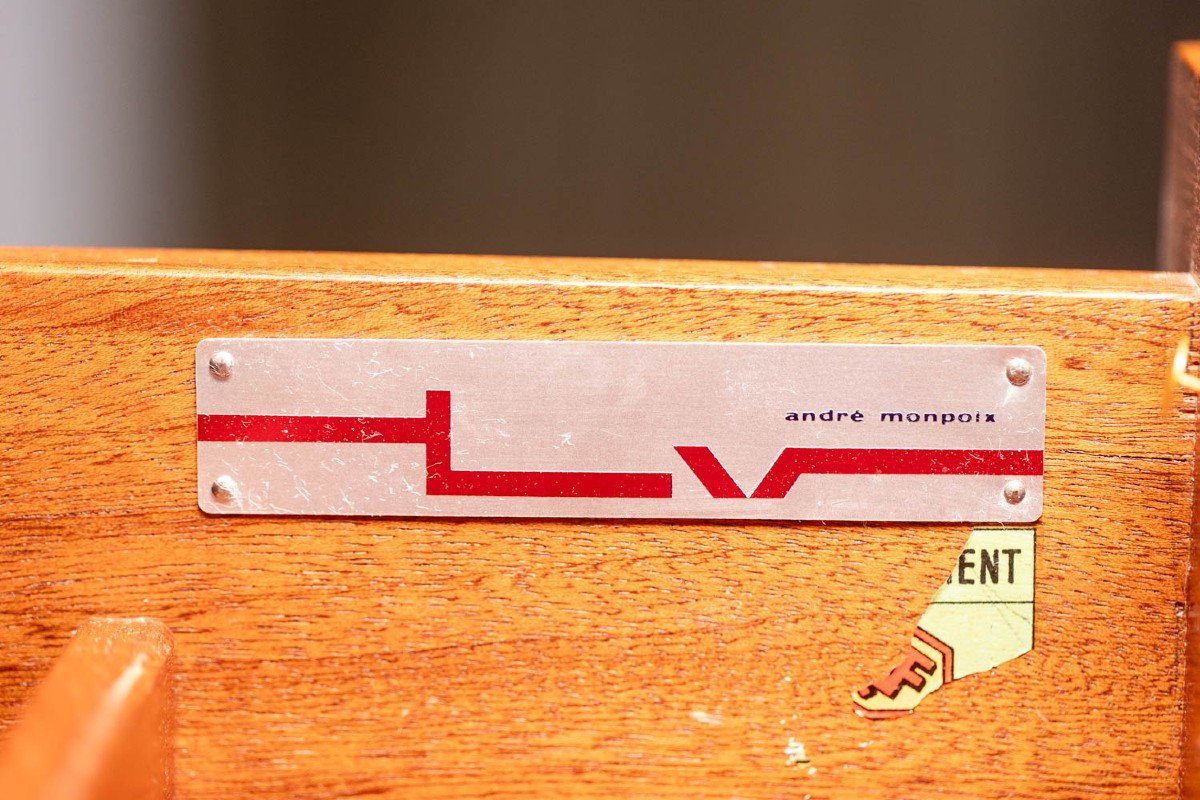 André Monpoix. Commode En Merisier Blond Vernis. Années 1960. Ls62821109m-photo-5
