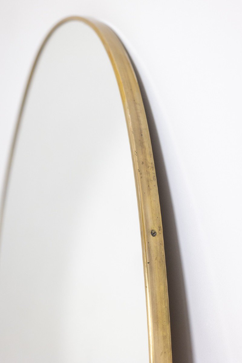 Miroir De Forme Ovale Serti D’une Baguette De Laiton Doré. Années 1970. Ls6260509u-photo-3