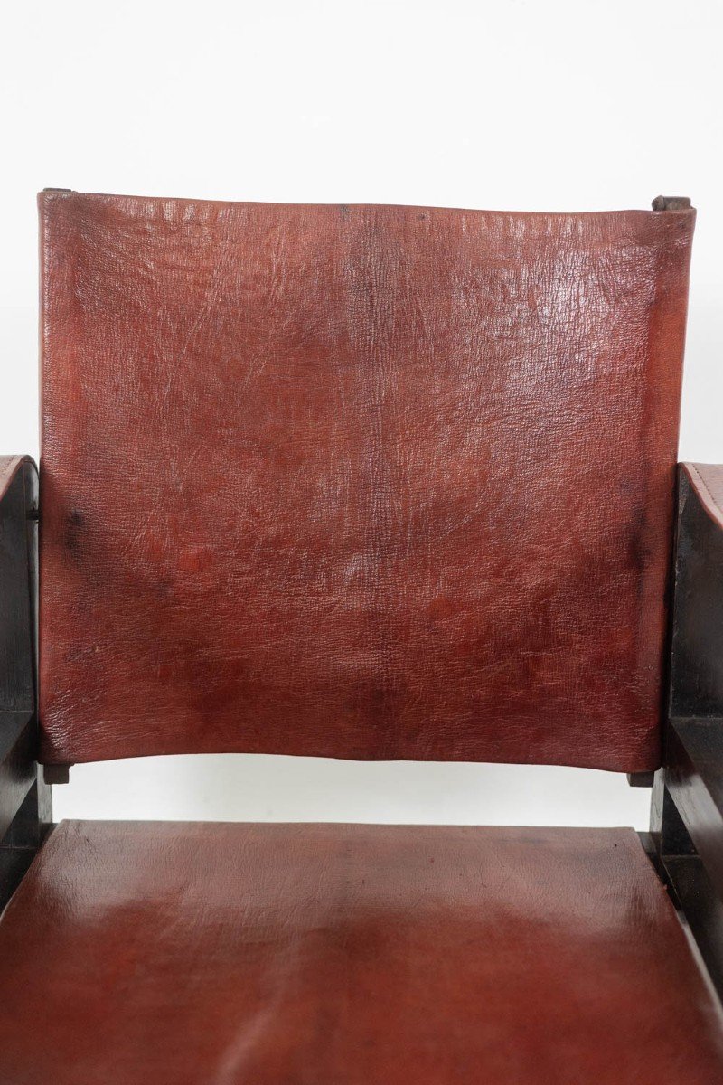 “safari” Armchair In Wood And Cognac Leather. 1960s/70s. Ls6311309m-photo-3