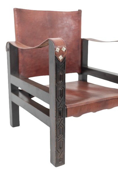 “safari” Armchair In Wood And Cognac Leather. 1960s/70s. Ls6311309m-photo-4