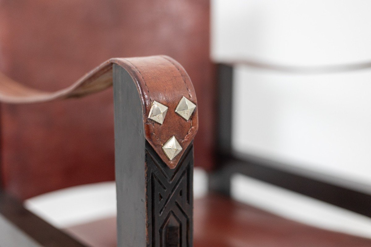 “safari” Armchair In Wood And Cognac Leather. 1960s/70s. Ls6311309m-photo-5