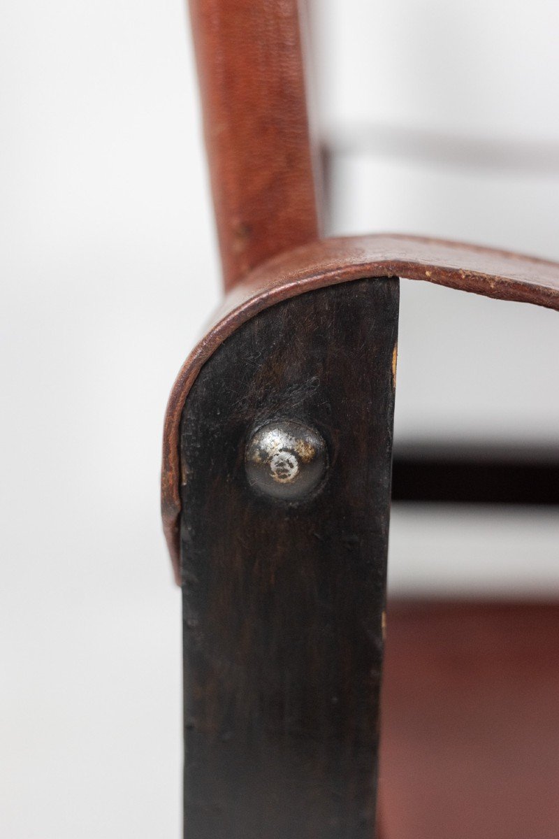 “safari” Armchair In Wood And Cognac Leather. 1960s/70s. Ls6311309m-photo-6