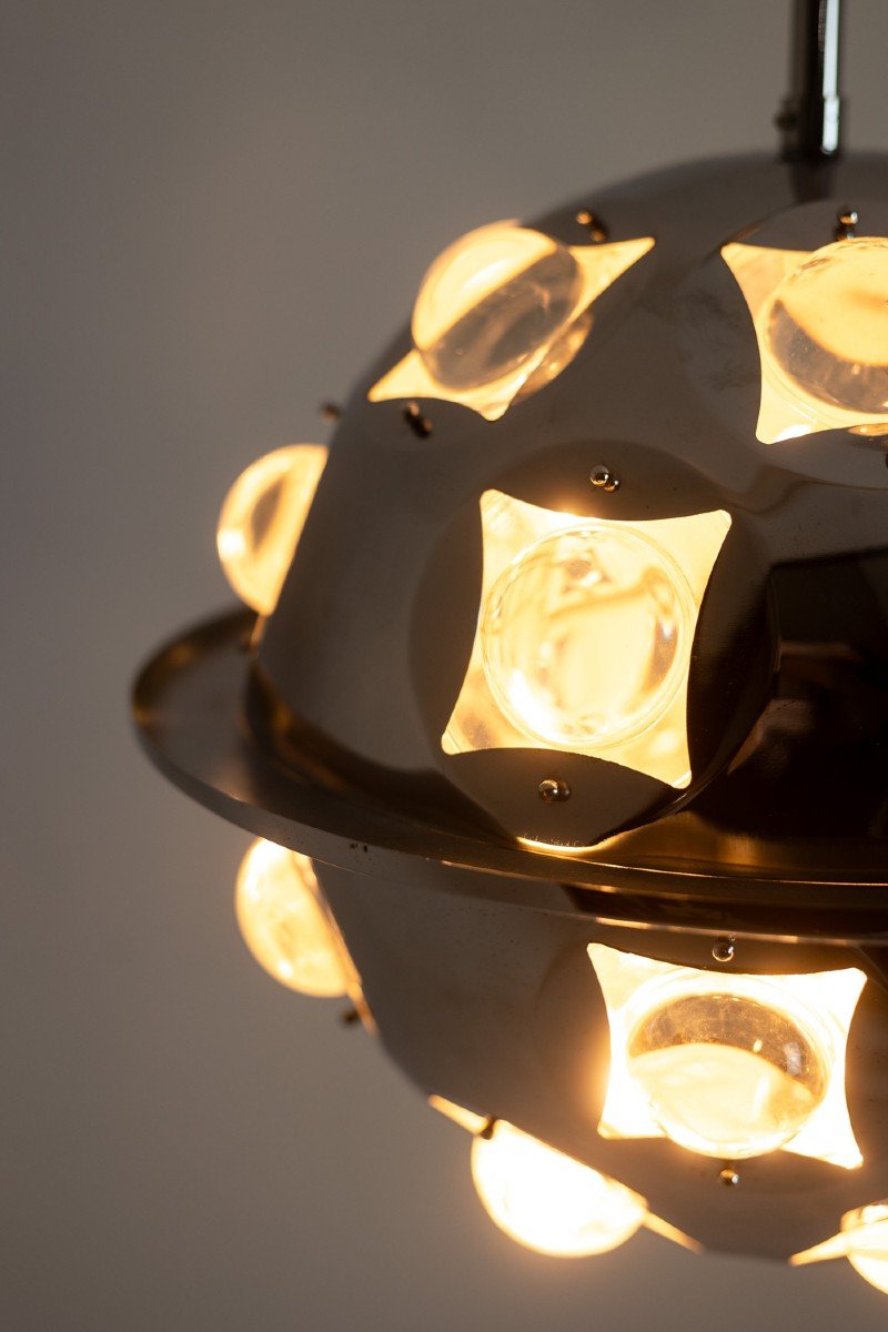 Oscar Torlasco. “satellite” Chandelier In Chrome Metal. 1970s. Ls6354918g-photo-3