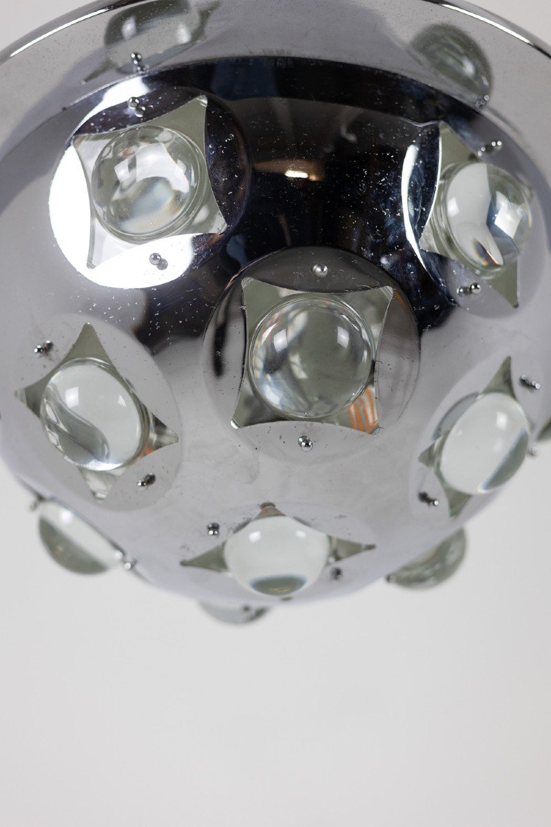 Oscar Torlasco. “satellite” Chandelier In Chrome Metal. 1970s. Ls6354918g-photo-6