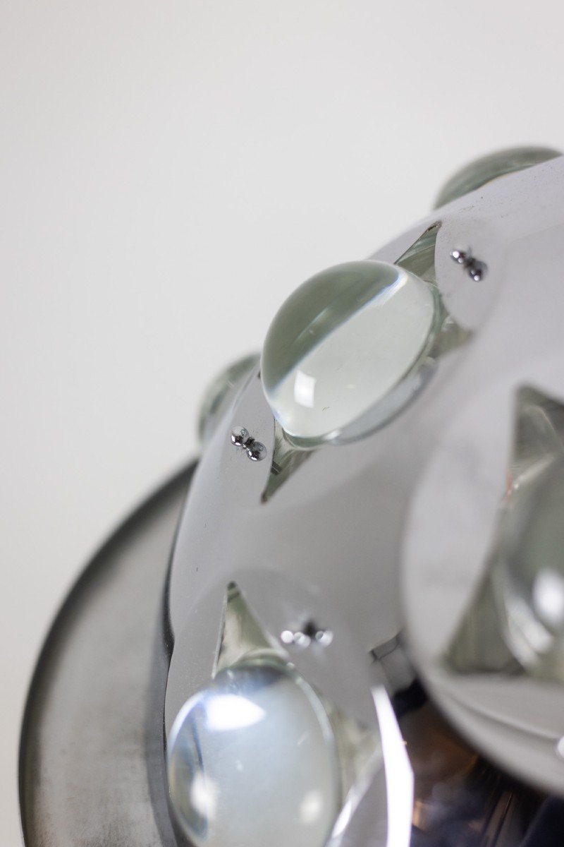 Oscar Torlasco. “satellite” Chandelier In Chrome Metal. 1970s. Ls6354918g-photo-7