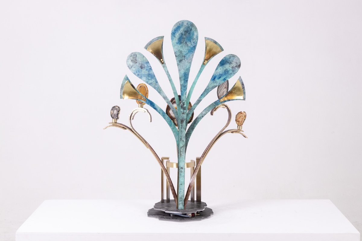 Sculpture Lamp With Agates. Artisan Work. Ls63804009m-photo-4