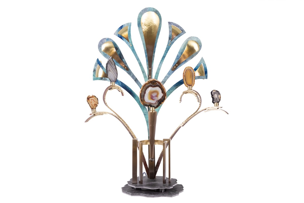 Sculpture Lamp With Agates. Artisan Work. Ls63804009m