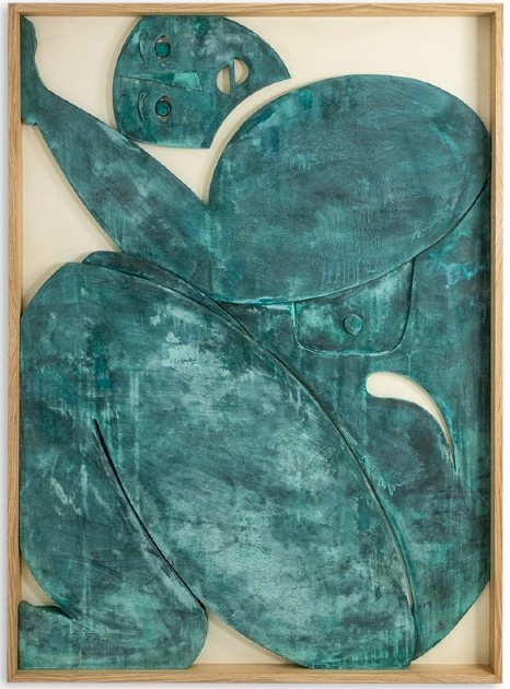 Bas-relief Panel “sortez Du Cadre !” In Wood And Oxidized Copper. Ls64273009