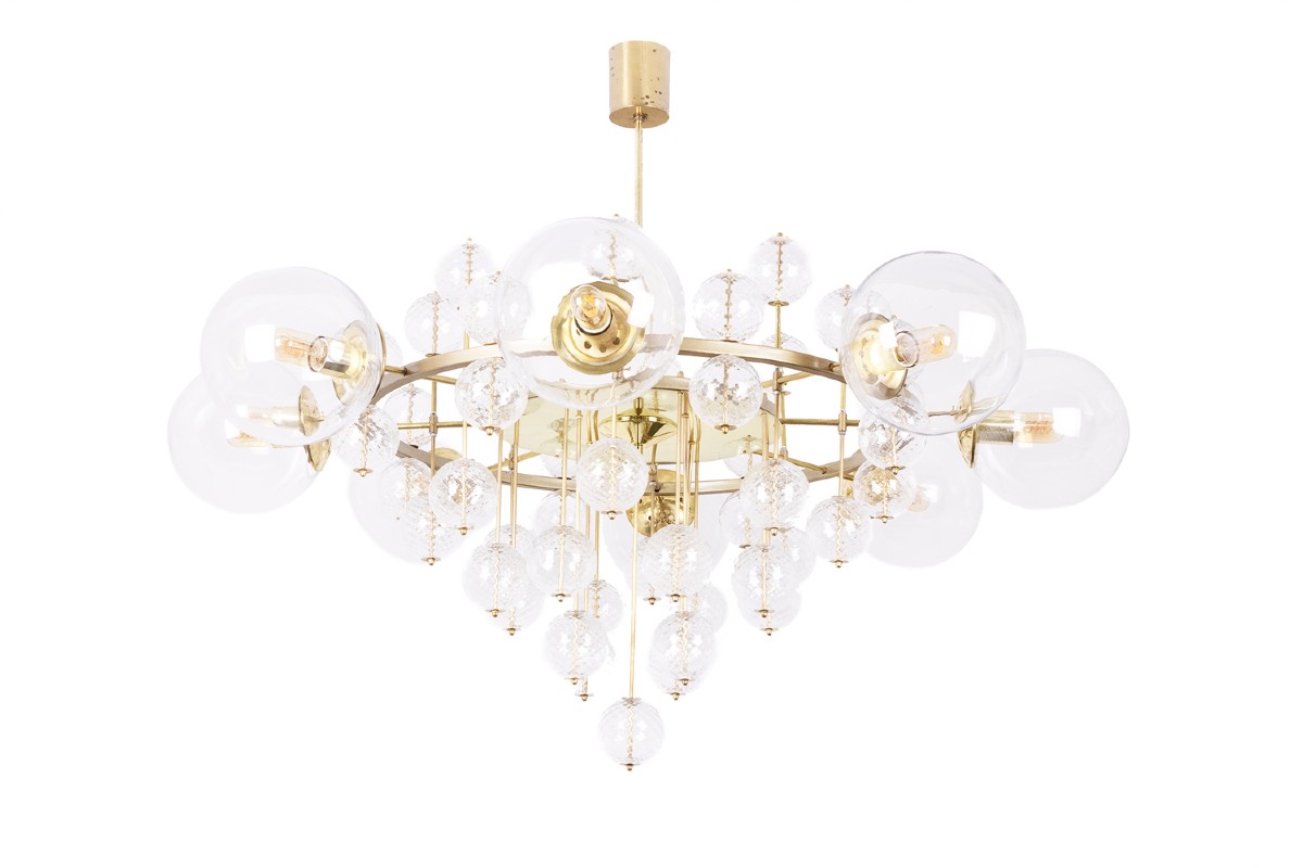 Large Chandelier In Gilded Brass And Decorative Balls. 1970s. Ls62621809p