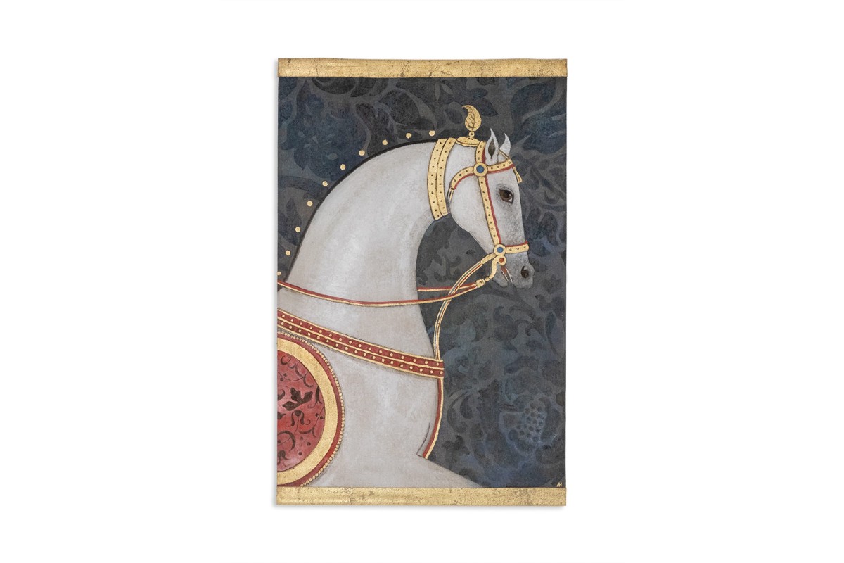 Painted Canvas Depicting A Bust Of An Indian Horse. Contemporary.  Ls6336576u