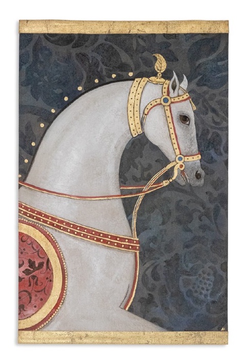 Painted Canvas Depicting A Bust Of An Indian Horse. Contemporary.  Ls6336576u