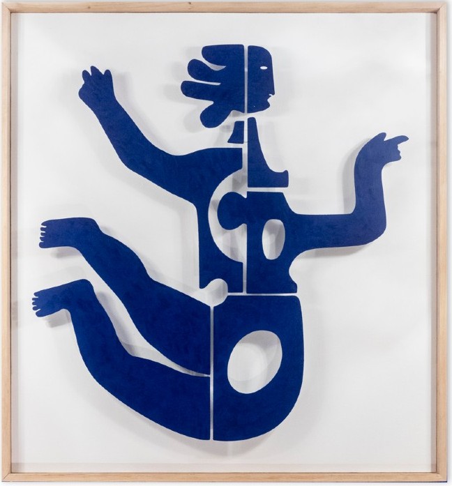 Panneau Décoratif « Eva » En Métal Laqué Bleu. Travail Contemporain. Ls?2309?c